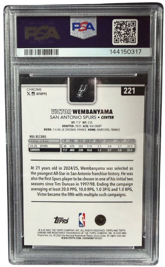 2025 Topps Chrome - Victor Wembanyama - PSA 8